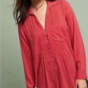 Anthropologie Mauve Matilda Red Polka Dot Buttondown size XL